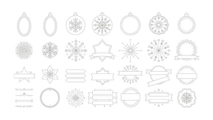 Holiday Ornament Line Icons: An array of detailed line icons depicting various holiday ornaments and decorative elements, perfect for design needs.