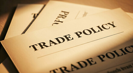 Trade Policy Documents Stacked on a Table