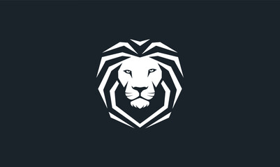 Modern geometric lion head illustration featuring bold angular shapes and strong minimalist style in a clean vector design