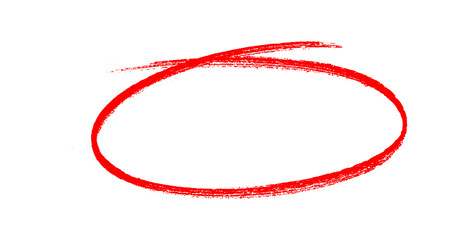 Hand-drawn Red marker circle isolated on a transparent background, brushstroke oval shape for design elements