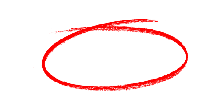 Hand-drawn Red marker circle isolated on a transparent background, brushstroke oval shape for design elements - Powered by Adobe