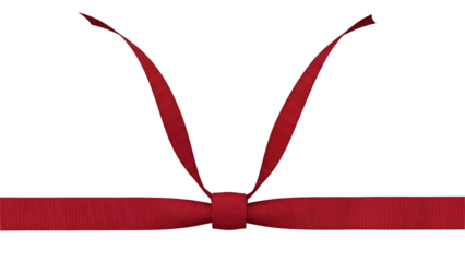 Stock photo of red ribbon gift wrap decoration for holiday celebration on transparent background