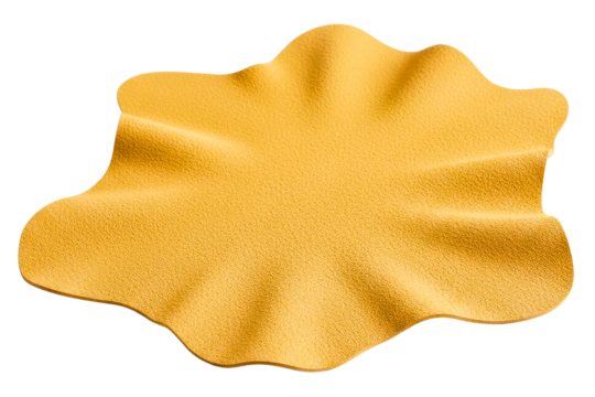 Yellow chamois leather cleaning cloth isolated on a transparent background