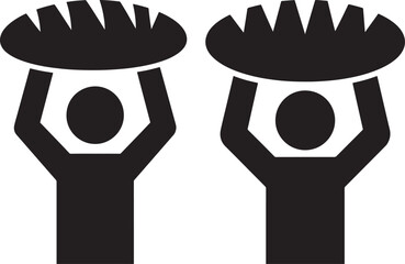 Two people holding bread loaves silhouette