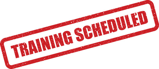 A classic rubber stamp mark indicating training scheduled, featuring a distressed texture and a rectangular shape for business planning events