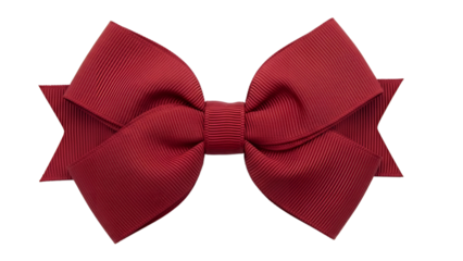 Red ribbon hair bow for girls toddlers babies accessories fashion style on transparent background