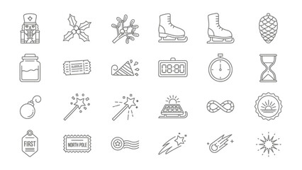 Vector Line Icon Collection: A curated set of line icons, ranging from seasonal symbols to everyday objects, ready to enhance various design projects.