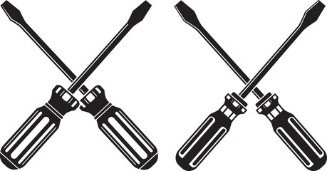 Two crossed screwdrivers silhouette
