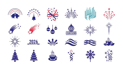 Festive Emblems of Celebration: A collection of various celebratory icons representing joyful events and milestones, capturing the spirit of festivities and moments of triumph. 