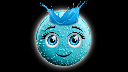 Kawaii Diamond Macaron with Sparkling Eyes & Milk Crown