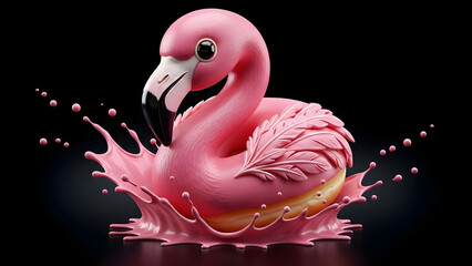 Happy Kawaii Macaron with Anime Eyes and Creamy Splash..