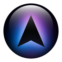Fototapeta premium Glass Round Directional Up Arrow Button icon with Blue and Purple Neon Light