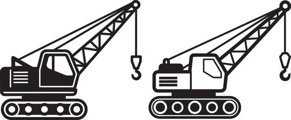 Two construction crane silhouettes