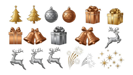 Festive Holiday Elements: A collection of meticulously crafted, festive elements, perfect for infusing joy and elegance into holiday-themed designs. This array includes detailed Christmas trees.