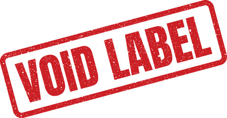 A rectangular textured stamp with the prominent lettering VOID LABEL signifying an invalidated or cancelled item marking