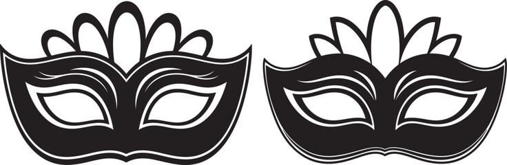 Two venetian masquerade masks silhouette