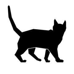 A vector graphic of a cat walking to the side while looking away