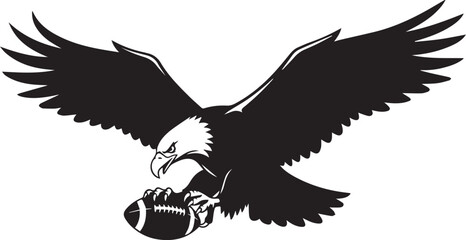 Obraz premium Powerful eagle grasping american football in talons