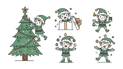 Christmas Elf Characters: These charming cartoon elves are brimming with the holiday spirit, as they deck the halls with decorations. From trimming trees to unwrapping presents.