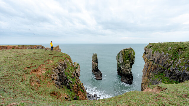 Coastal cliffs and sea stacks in Pembrokeshire