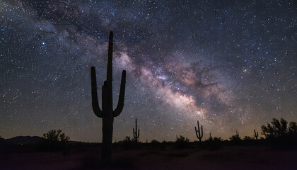 Starry Desert Night Photography, Minimal Cosmic Landscape Aesthetic