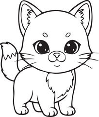 Silhouette of a baby Kitty in Natural Pose on White Background