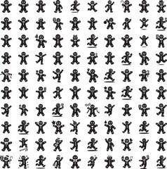 Gingerbread man silhouette set in festive holiday designs