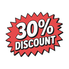 Bright red 30 percent discount starburst sticker