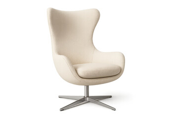 Naklejka premium Elegant cream modern armchair isolated on transparent background, contemporary design.