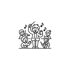 Orchestra Conductor Line Art Icon