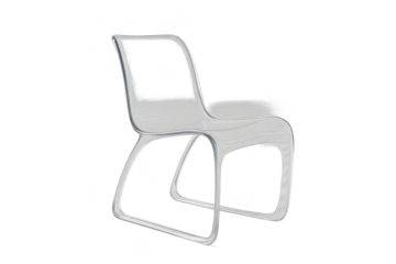 Sleek transparent acrylic chair isolated on transparent background, contemporary style.