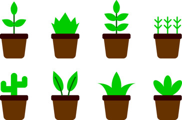 Colorful Plant Icons Set