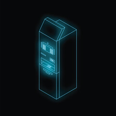 Neon atm glowing on a dark background, representing modern banking and financial transactions