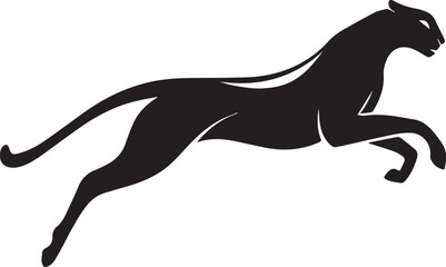 Running Cheetah Silhouette &ndash; Fast Leaping Wild Cat Vector Logo