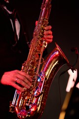 Close-Up of Jazz Musician with Saxophone	