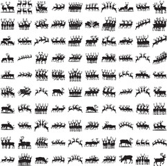 Reindeer silhouette set isolated on white background