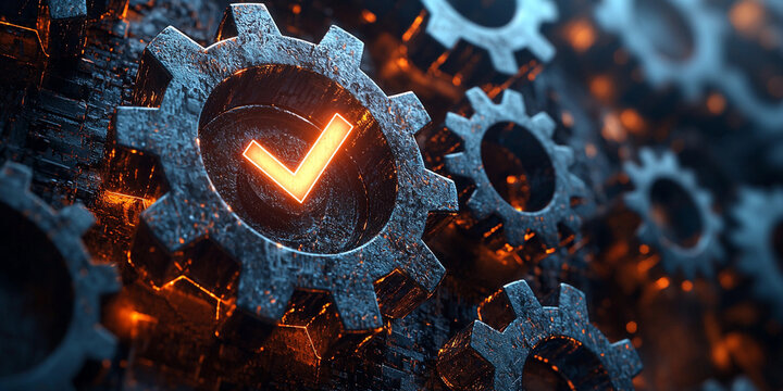 Interconnected gears illustrate teamwork and efficiency Generative AI - Powered by Adobe