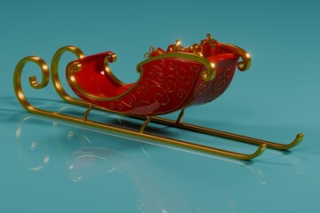Rendered Santa Sleigh with Wrapped Gifts