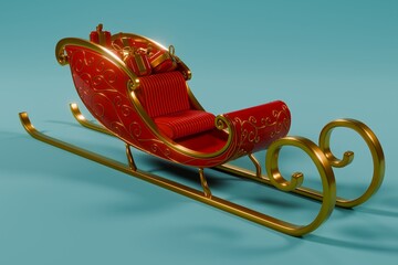 Rendered Santa Sleigh with Wrapped Gifts