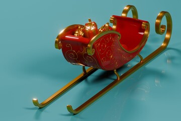 Rendered Santa Sleigh with Wrapped Gifts