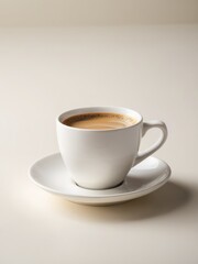 Obraz premium White coffee cup on an ivory background