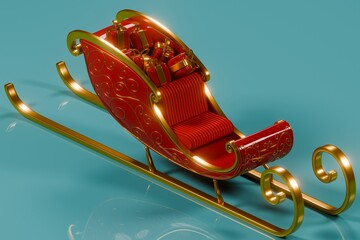 Rendered Santa Sleigh with Wrapped Gifts
