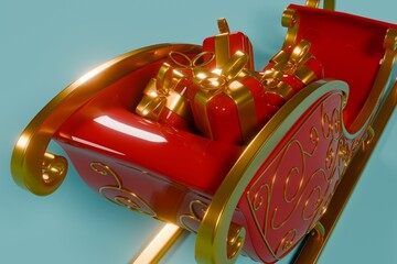 Rendered Santa Sleigh with Wrapped Gifts
