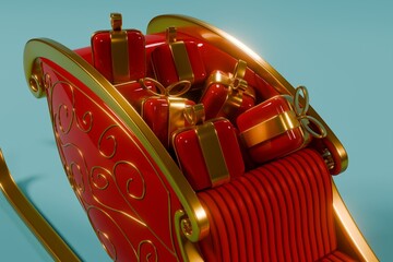 Rendered Santa Sleigh with Wrapped Gifts