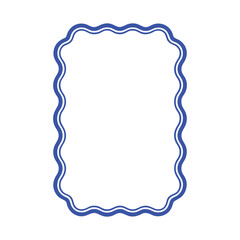 Blue wavy border with double lines Vector illustration