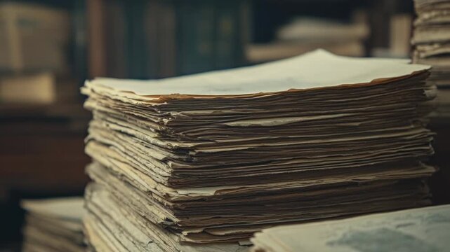 Video A stack of vintage books on a wooden table, perfect for bookworms and researchers
