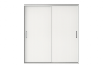 White sliding wardrobe doors isolated on transparent background, minimal design