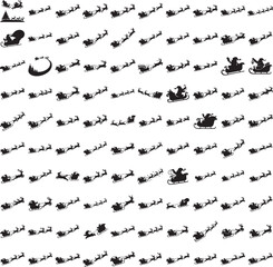 Santa flying sleigh silhouette set isolated on white background