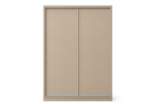 Sliding door wardrobe with beige panels isolated on transparent background