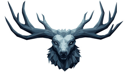 Geometric polygonal deer head with antlers in low poly style